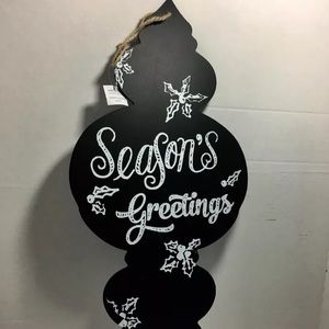 LARGE HARDBOARD CHALKBOARD SEASONS GREETINGS ORN.